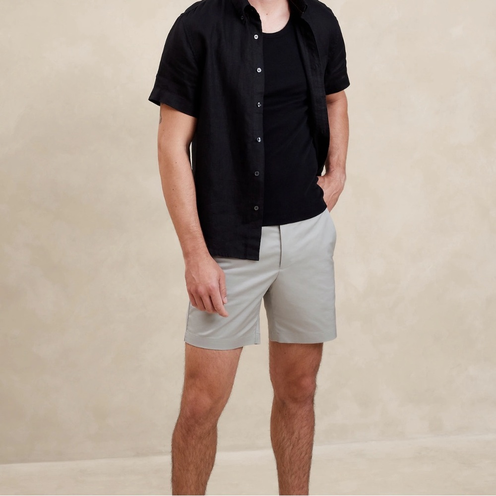 Banana Republic Core Temp Shorts Mens 38 Gray Performance Stretch Chino 7 " #480